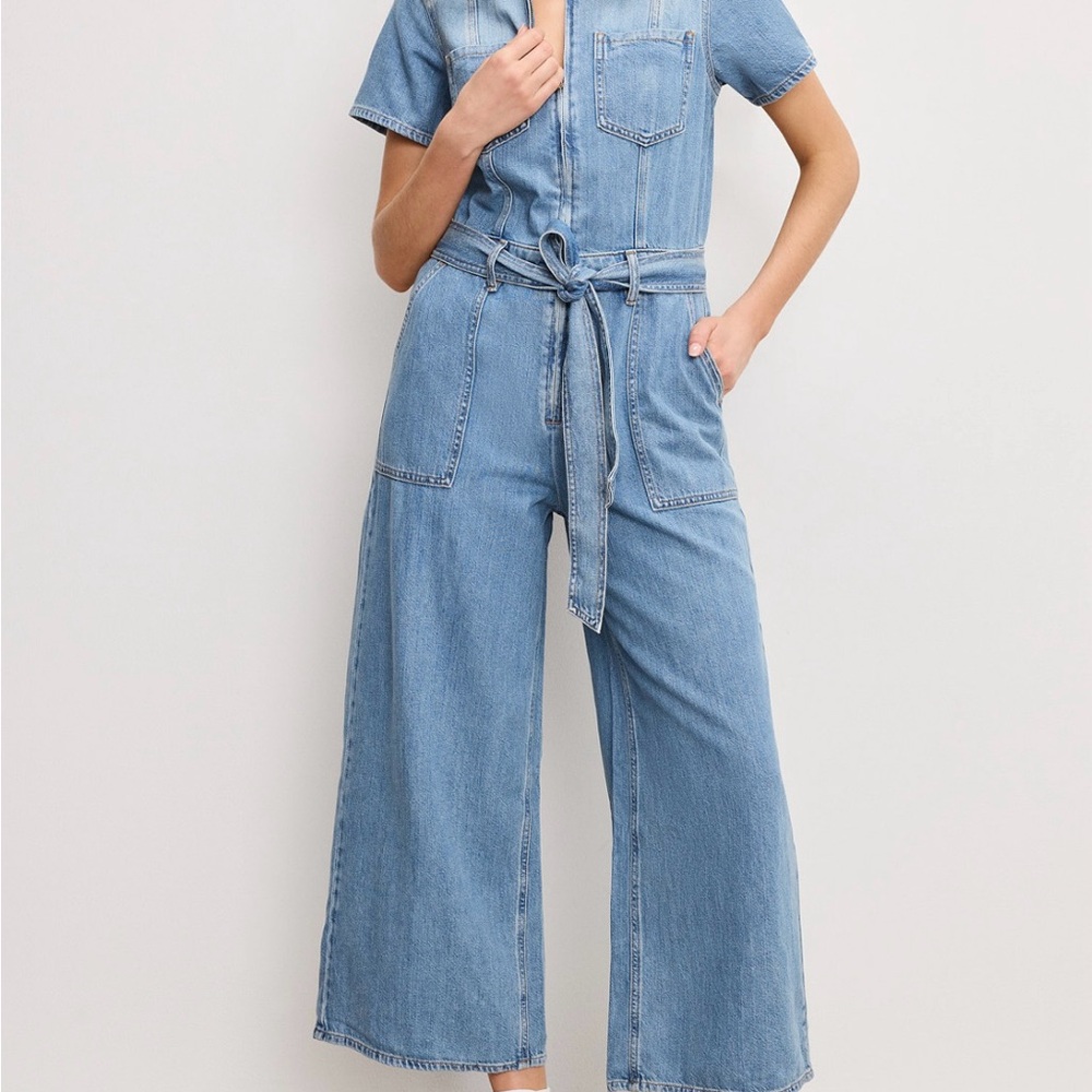 Good American Light Blue Denim Jumpsuit